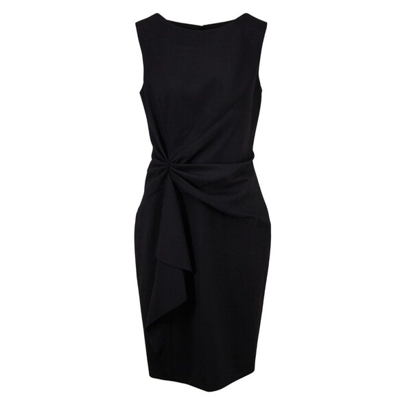 NWT. $1990 Carolina Herrera Stretch Wool Side-Twist Sleeveless Dress Sz 10 - Picture 2 of 10